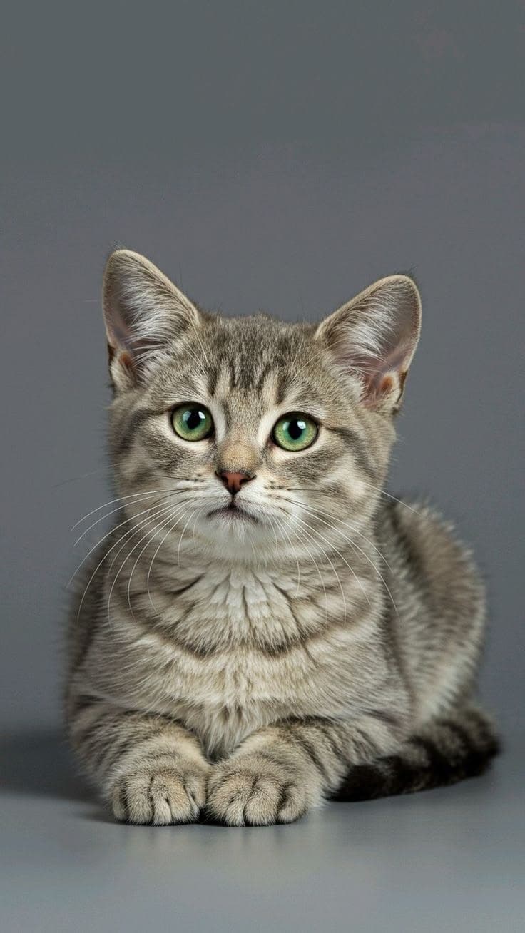 Kitten close-up with green eyes