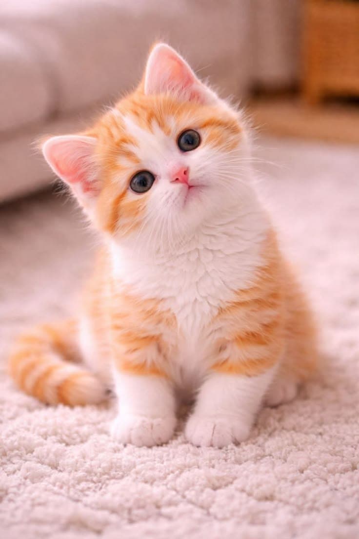 Kitten in a cozy living room corner